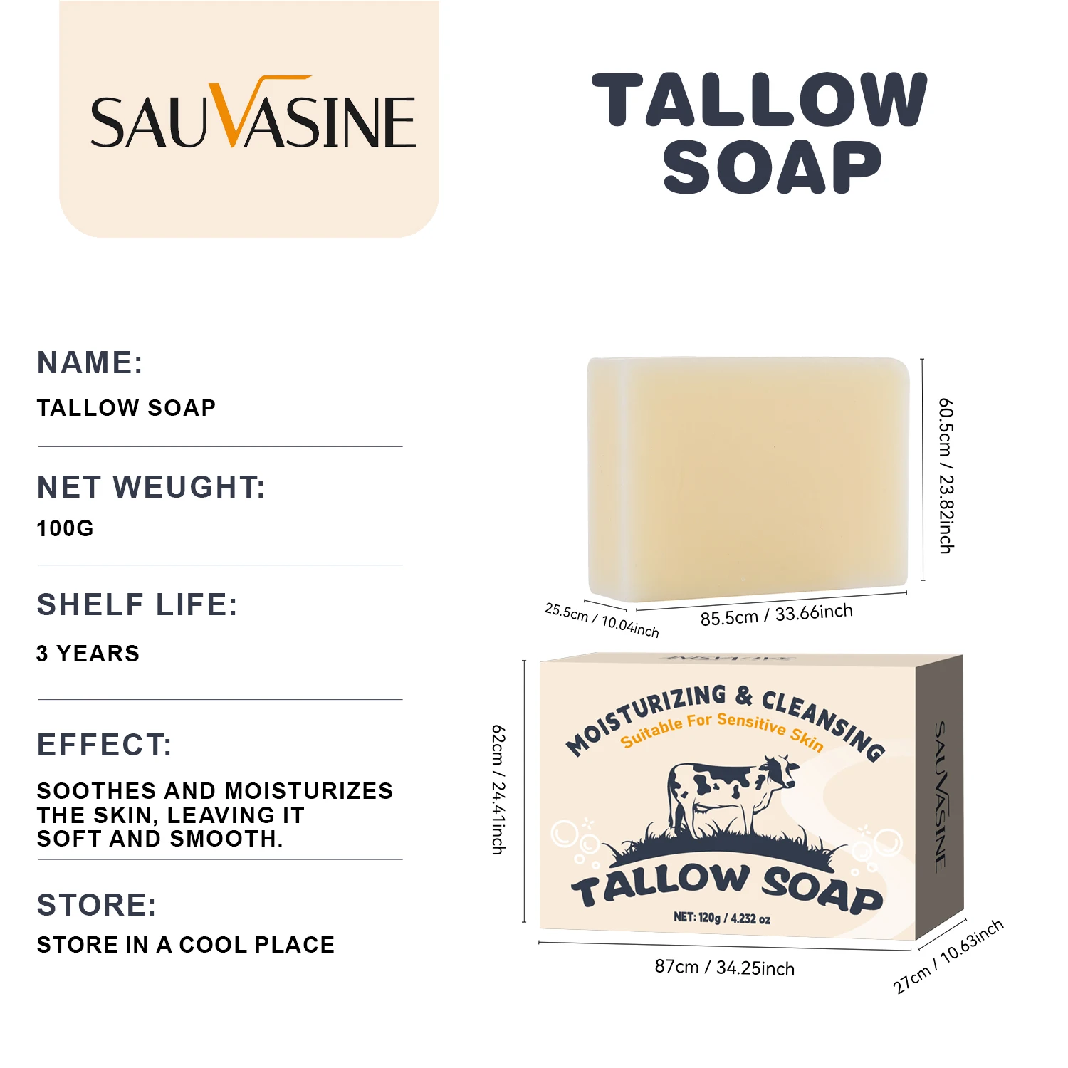 Lanthome Fancy  Long-Lasting Moisturizing Vetiver Grounding Bar Soap Tallow Soap Cow Soap for 120 G