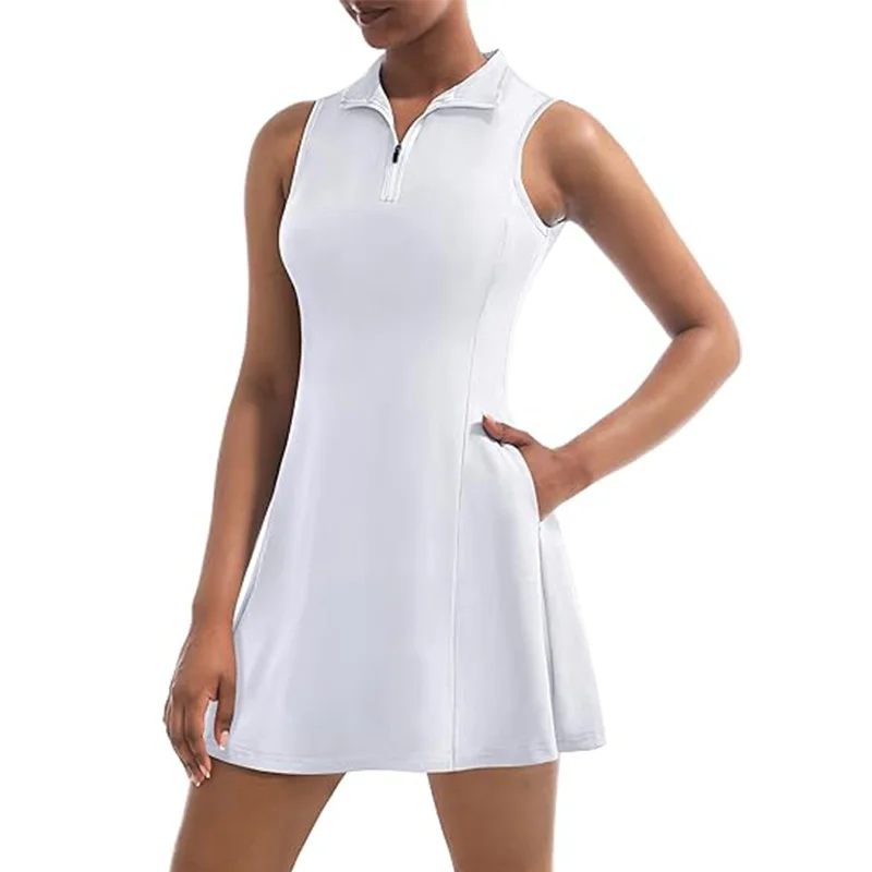 Hot Sale Tennis Dress Women Tennis Golf Dresses with Built in Shorts and  Pockets Sleeveless Workout Athletic Dresses