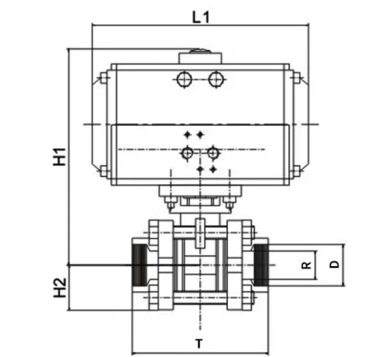 Double Acting Pneumatic Actuated Air-driven On/off Stainless Steel 3 Pc ...