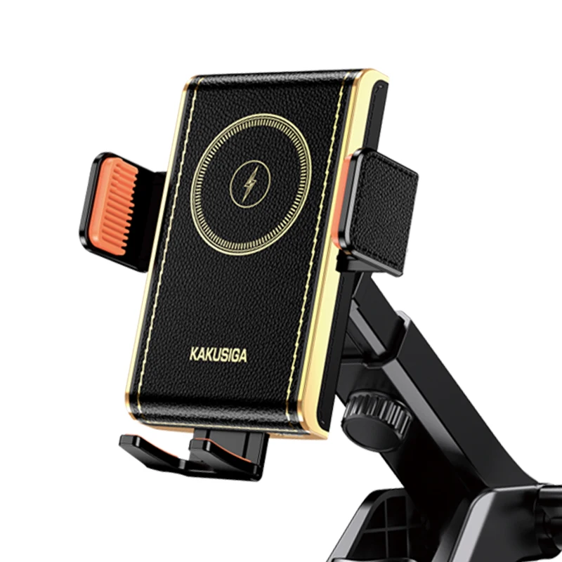 KAKUSIGA Suction Cup Telescopic Wireless Fast Charging Car Phone Holder for Center Console