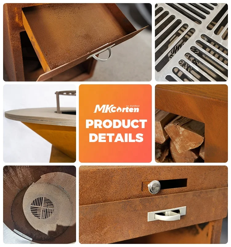 Outdoor Bbq Corten Bbq Grill Corten Steel Outdoor Fire Pit Corten Fire ...