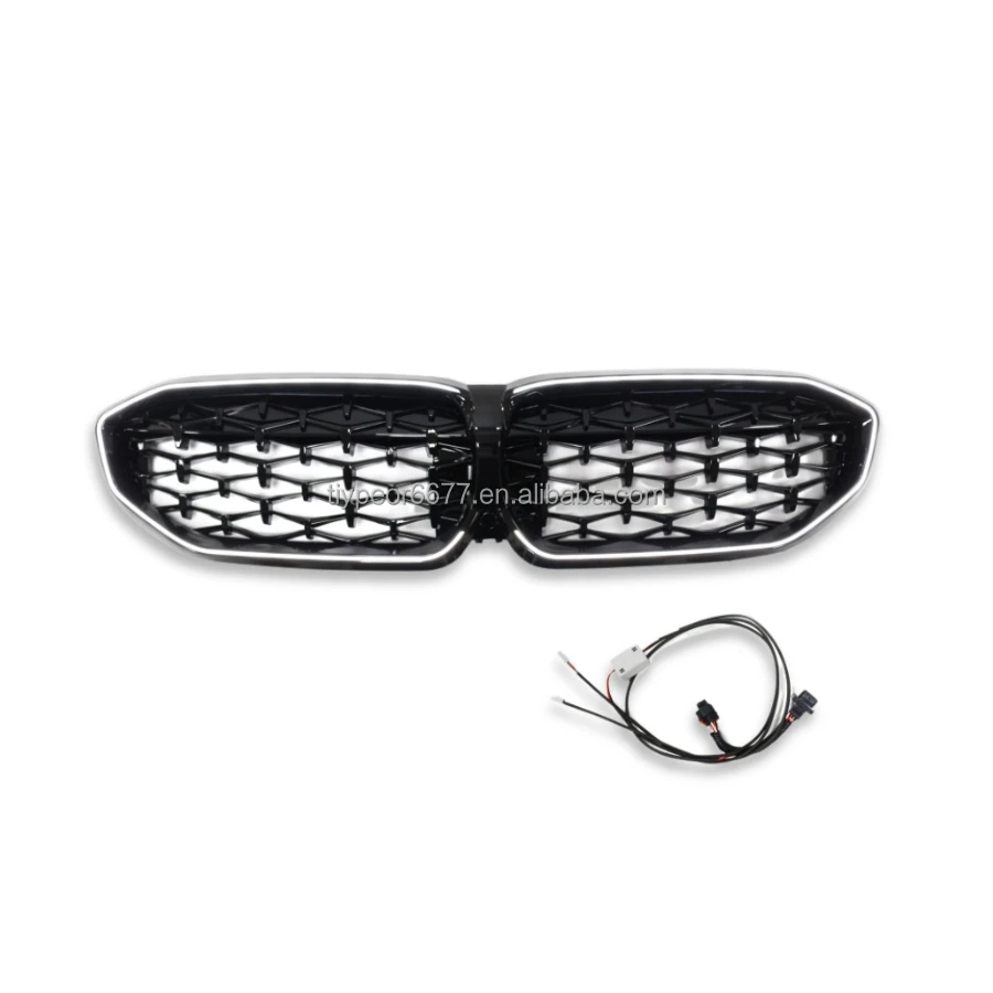 product tiypeor black front center star style car bumper kidney led light lamp grille grill for bmw 3 series g20 2019   2022 2020 2021-3
