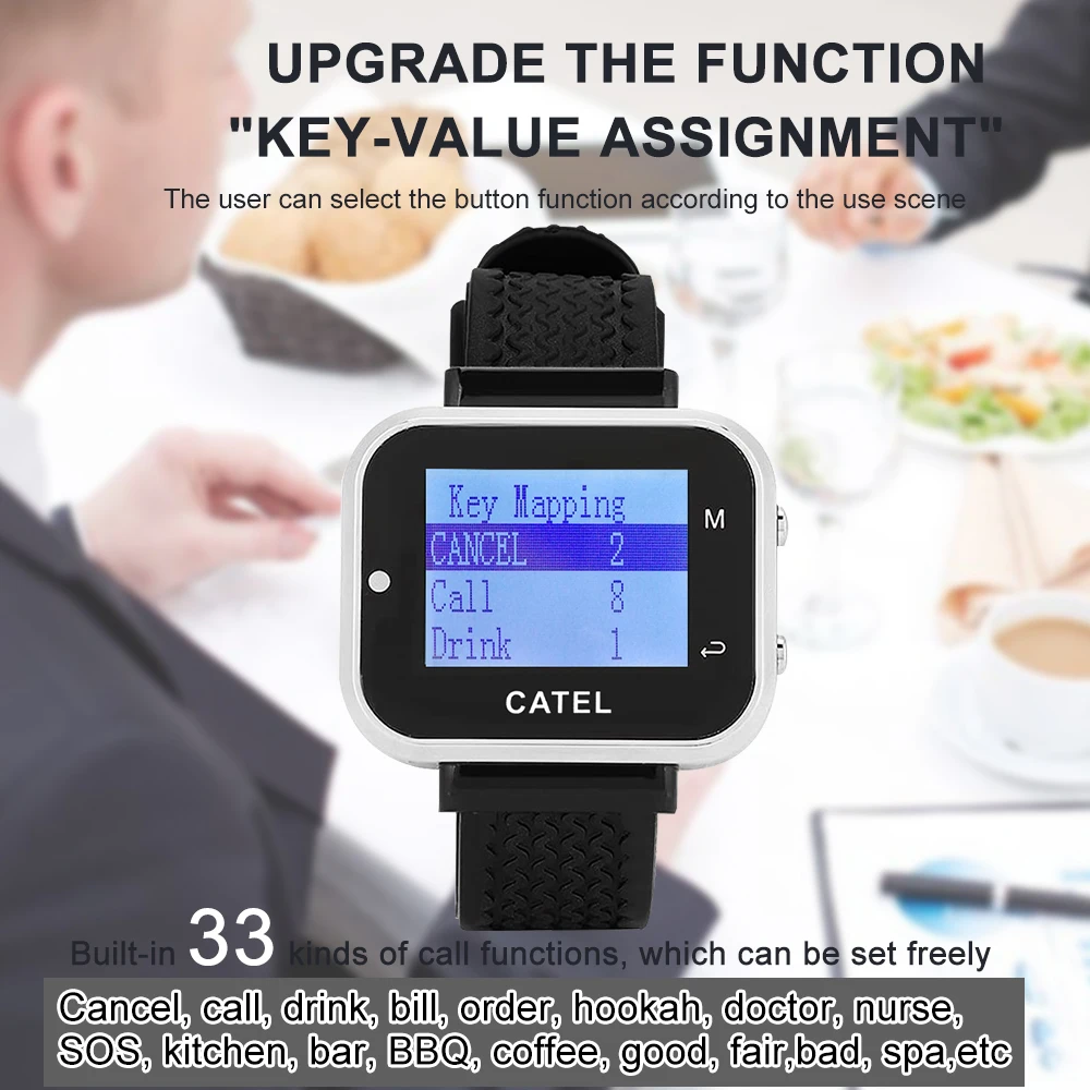 Wrist Watch Receiver Waiter Wireless Wrist Watch Pager Call System Restaurant Pager