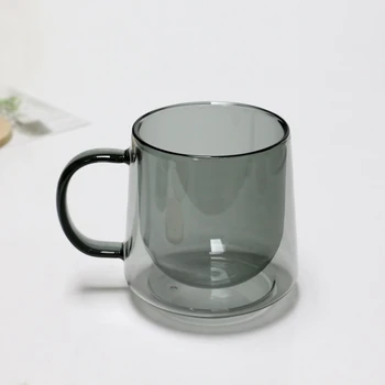 8 OZ handmade colored double wall coffee tea high borosilicate glass mug cup