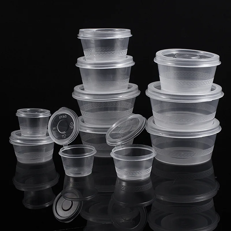 25ml-100ml 50-1000pcs Plastic Takeaway Sauce Cup Containers