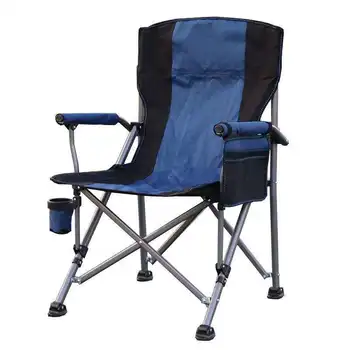 Portable Large Metal Folding Chair Backrest Armrests All-Terrain Outdoor Camping Beach Leisure Director's Seat Foldable Features