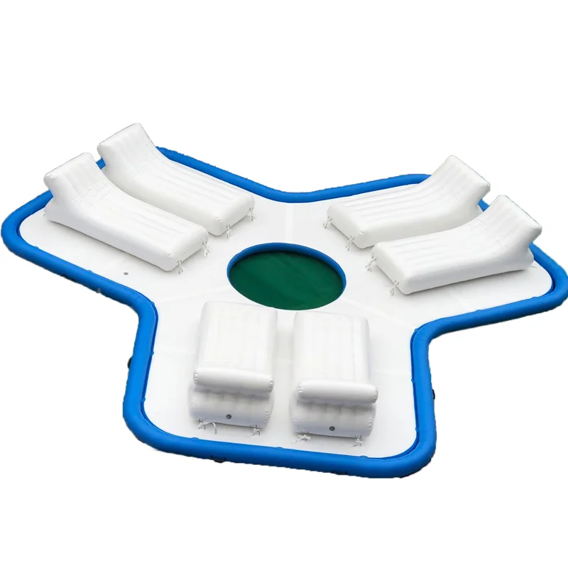 6 Person Inflatable Floating Platforms Fun Island Sofa Party Boat With Seats