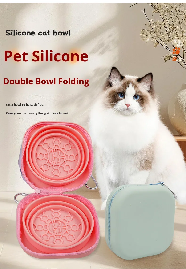 2 in 1 Folding Silicone Pet Bowl with Zipper Closure New Outdoor Carrying Cat and Dog Feeding Bowl supplier