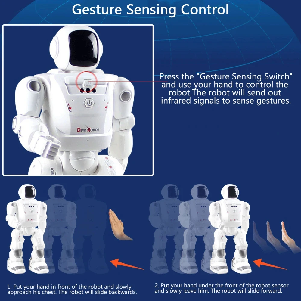 RC Robot Toy 16Inche Intelligent Programming Gesture Sensing Smart Robot Toy Sing Dance Remote Control Robot for Kids