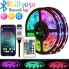 Tira LED RGB 5050 con APP Bluetooth, control remoto de 24 teclas, 30 LED/m