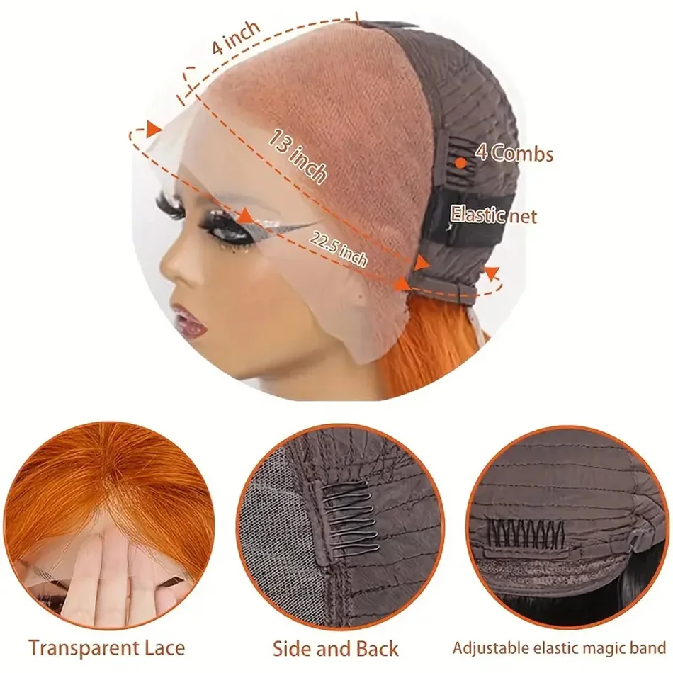 180 % glatte Bob-Perücke, brasilianisches Remy-Menschenhaar, 100 % Echthaar, kurze Bob-Perücke für Frauen, Nr. 350, natürliche Farbe, 13 x 4 Frontal-Spitzenperücke_voghion.com