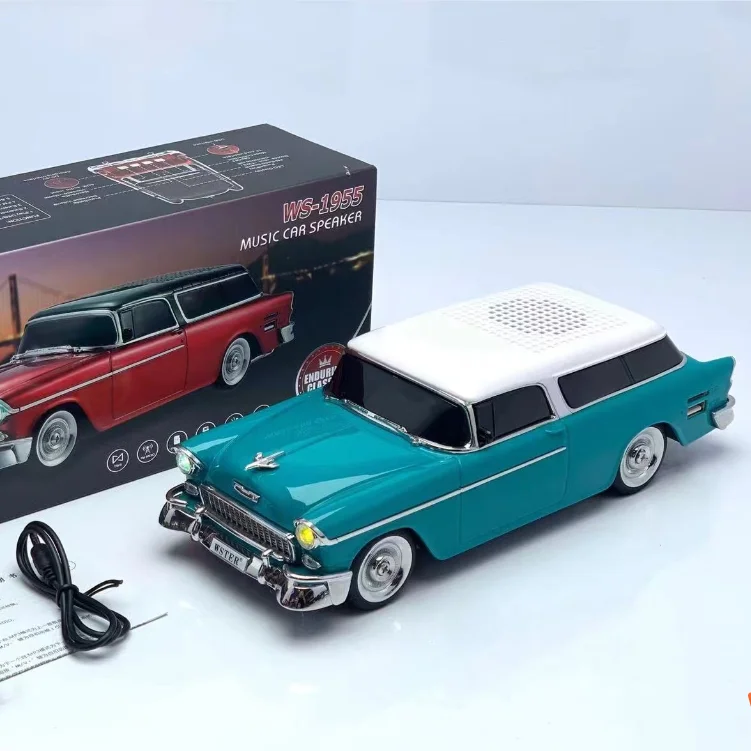 WSTER WS-1955 クラシックカー型スピーカー水色 新着WS-1955ファンシーカーシェイプモデルスピーカーステレオ