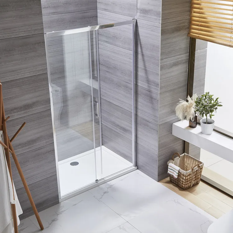 热卖简单坚不可摧的磨砂钢化玻璃淋浴门