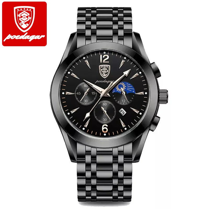 POEDAGAR 8298 Men Watches New Fashion Stainless Steel Date Waterproof Luminous Top Brand aperçu 9