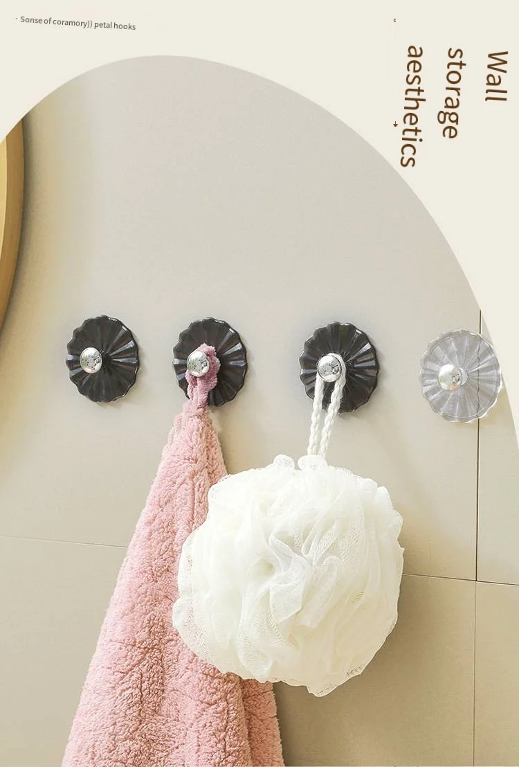 Petal hook Light luxury hook Strong viscose perforation-free bathroom kitchen bathroom door behind the wall towel hook manufacture