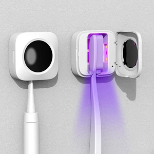 Wall Mounted Mini Portable Smart USB Type-C UV Toothbrush Sterilizer Clock Night Light Sanitizing Heating Functions ABS Material