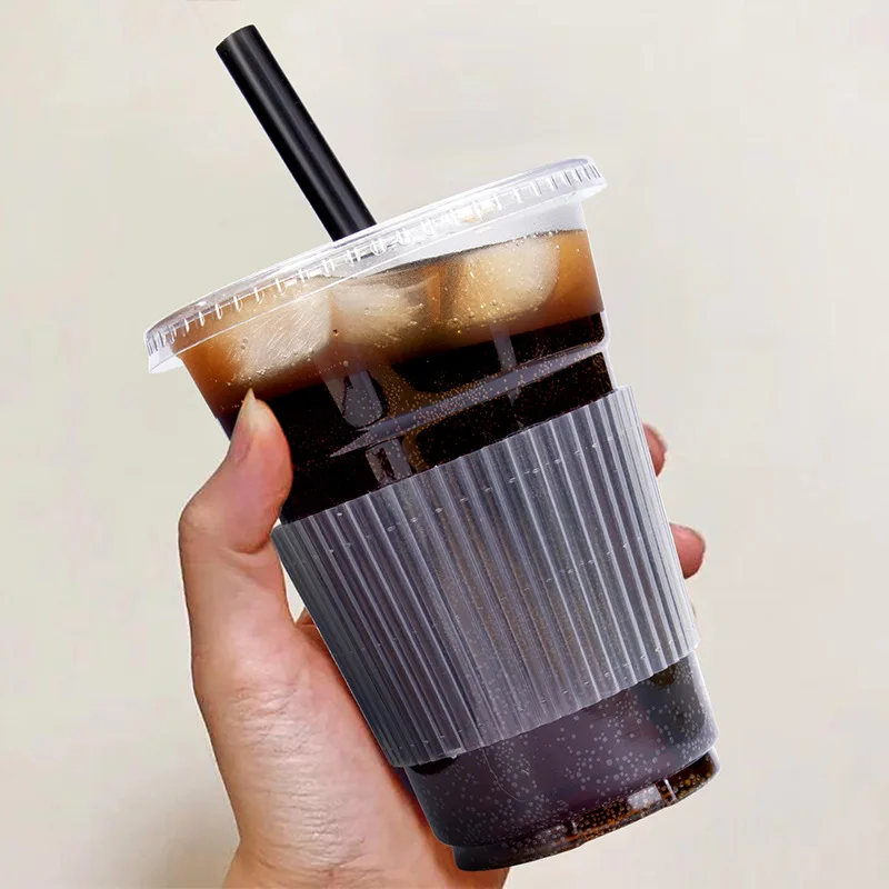 XYA Disposable milk tea cup PET plastic cold drink ice coffee cup with transparent plastic cup cover and anti-leak paper film