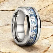 Guangzhou Fashion Rings 8mm Tungsten Ring Couple Wedding Ring Mens Ring Inlay Opal Lucky Four-Leaf Clover