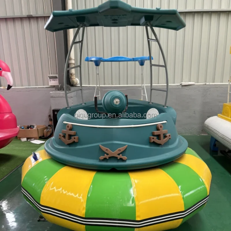 QIQU 2 Adults + 1 Child with Music, Lights & Water Guns PE-PVC Design Aqua Water Inflatable Electric Water Bumper Boat