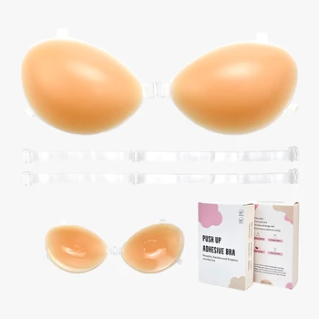 INVISFEEL  Invisible Self-adhesive Backless Strapless Washable Water-proof Silicone Bra Push up  Wedding Dress for Women