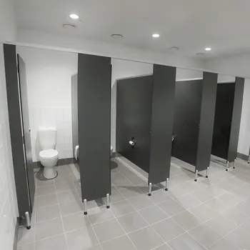 Black Public Restroom Cubicle Toilet Partition Compact Phenolic Resin ...