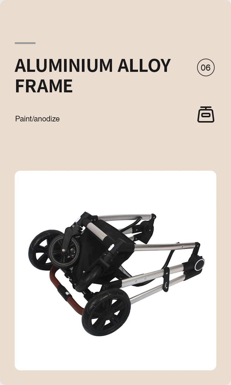 2023 New Upgrade Baby Stroller Car Portable System Luxury Leather 3 In 1 Baby Stroller