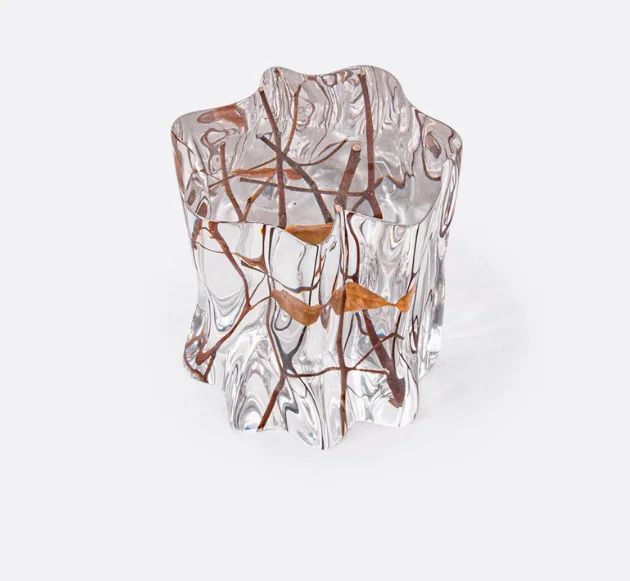 Designer Transparent Epoxy Resin Pier Personalized Art Crystal Stool Sample Room Living Room Acrylic Titanium Crystal