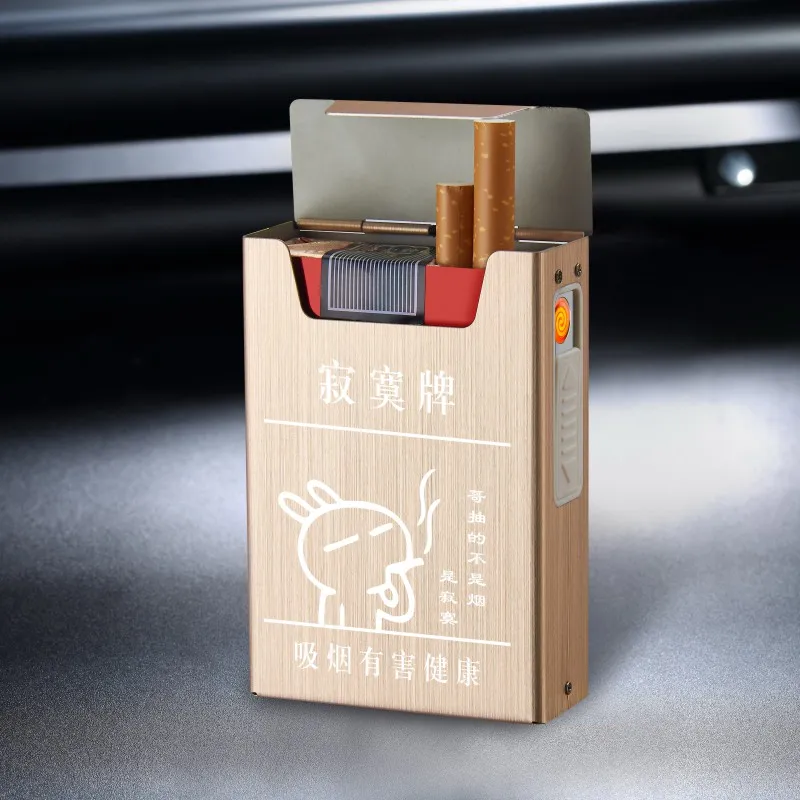 Aluminum Cigarette Case with Lighter