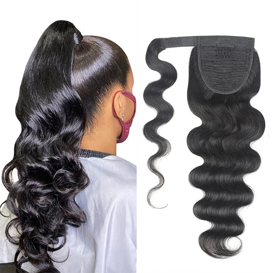 Curly Human Hair Strap Ponytail Extensions_voghion.com