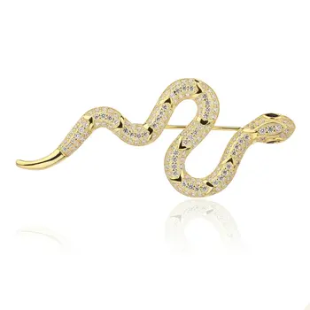 Fashion personality 925 Sterling Silver Animal Zircon Korea Fancy Logo Snake Brooch  Birthday Gift