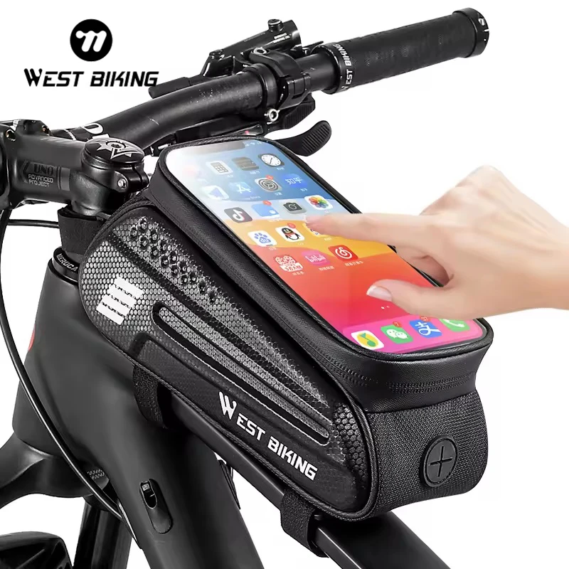 WEST BIKING Bicycle Bag Cycling Top Front Tube Frame Bag Waterproof  Colorful Phone Sport Storage Touch Screen MTB Road Bike Bags - Main Image