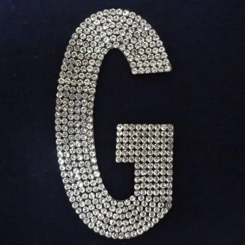 1PCS Glass Hot fix Rhinestones Alphabet Letter Applique Iron On letters  Patch For Clothing Badge Paste