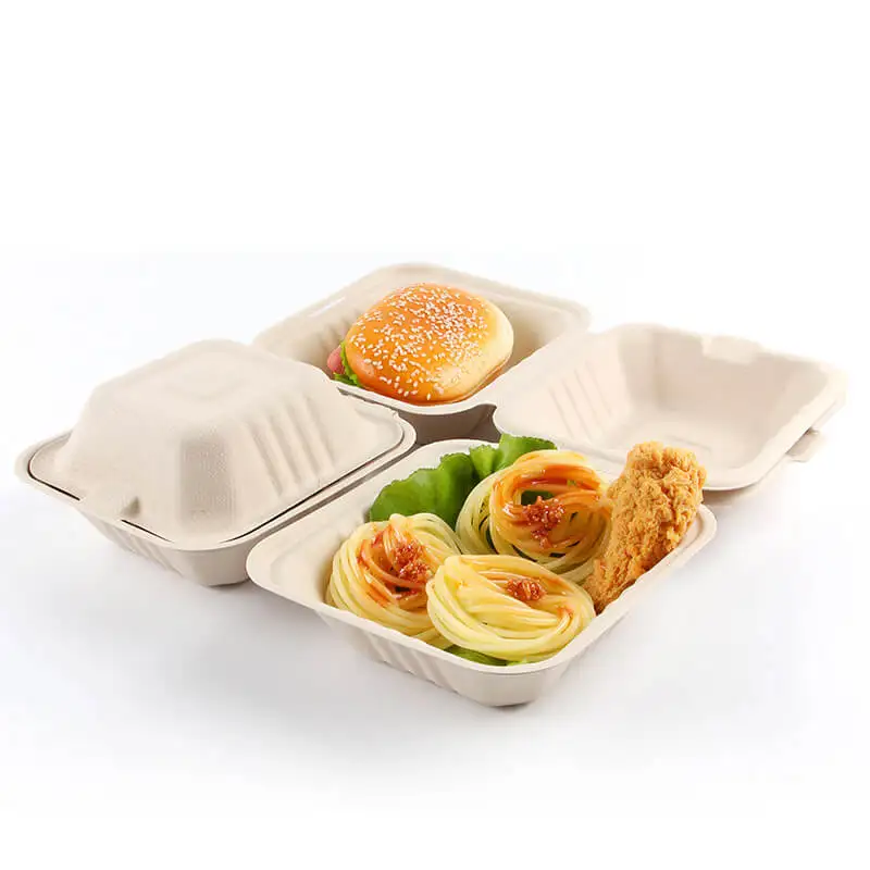 Biodegradable Disposable Food Clamshell / 3 5 Compartments Food Box Tray