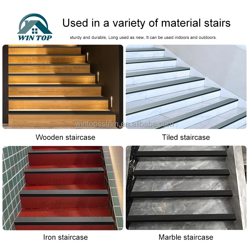 Win Top Aluminum Transition Edge Trim Stair Nosing Edging for Tile Steps Safety Anti-Slip Aluminium Stair Nosing