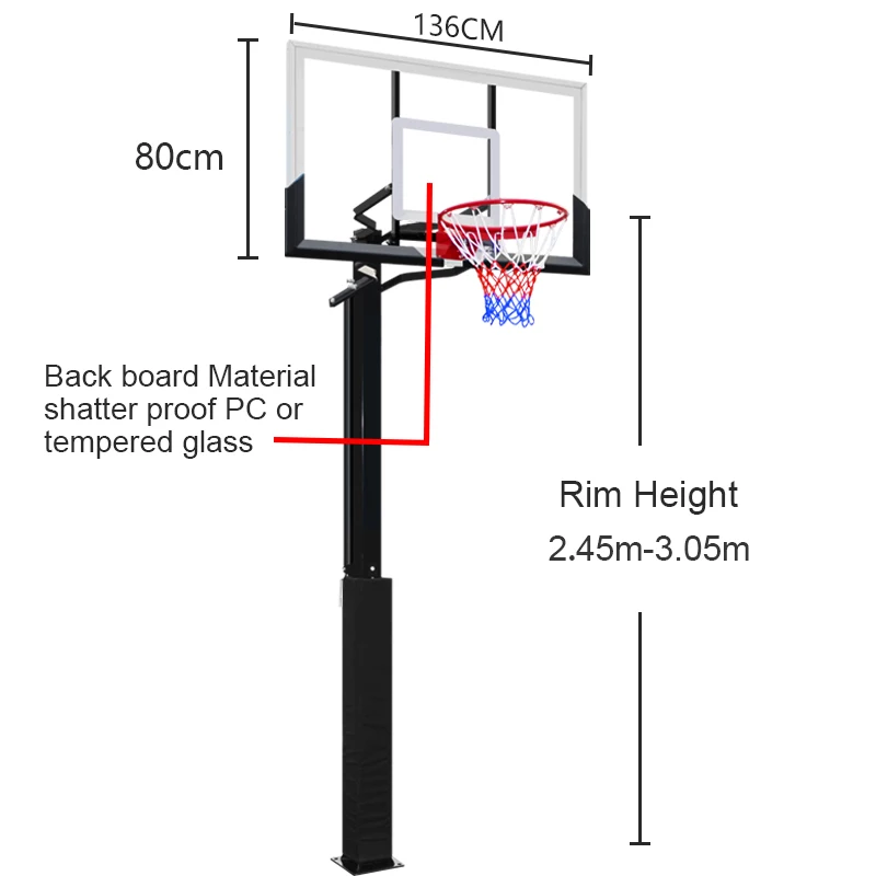 QuicDvnk S022T Inground Basketball hoops adjustable outdoor basketball Goals system basketball stands for Adults