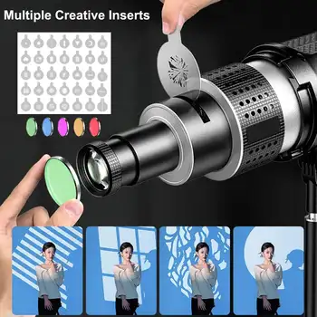 Bowens Mount Flash Snoot Conical Lens Video Artist Modelling Shape Photo Studio Light Kit With Optical Spotlight Lens 35 Gobos detail image