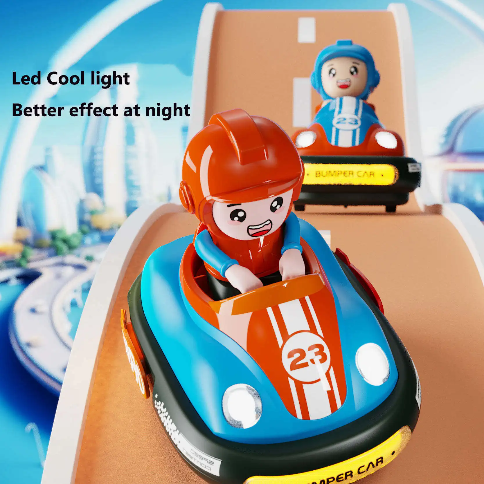 2024 Newest Fun Game 2 Player Rc Bumper Cars Kids Vehicle Toys Battle Bumper Remote Control Car Toy With Light for Children Gift