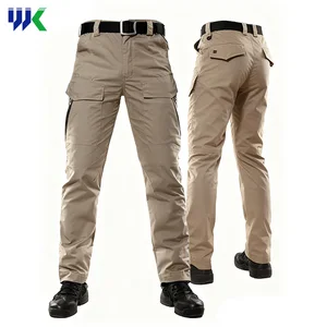 Waterproof Safety Breathable Casual Mid Waist Zipper Fly Flat Front Cargo Workwear Trousers Polyester Stretch Pants for Men