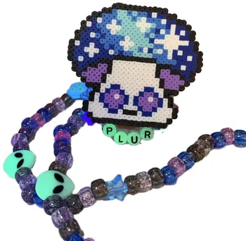 Kandi LED Light-Up Chewing Protector EDM Rave Pacifier Perler Necklace-for Parties