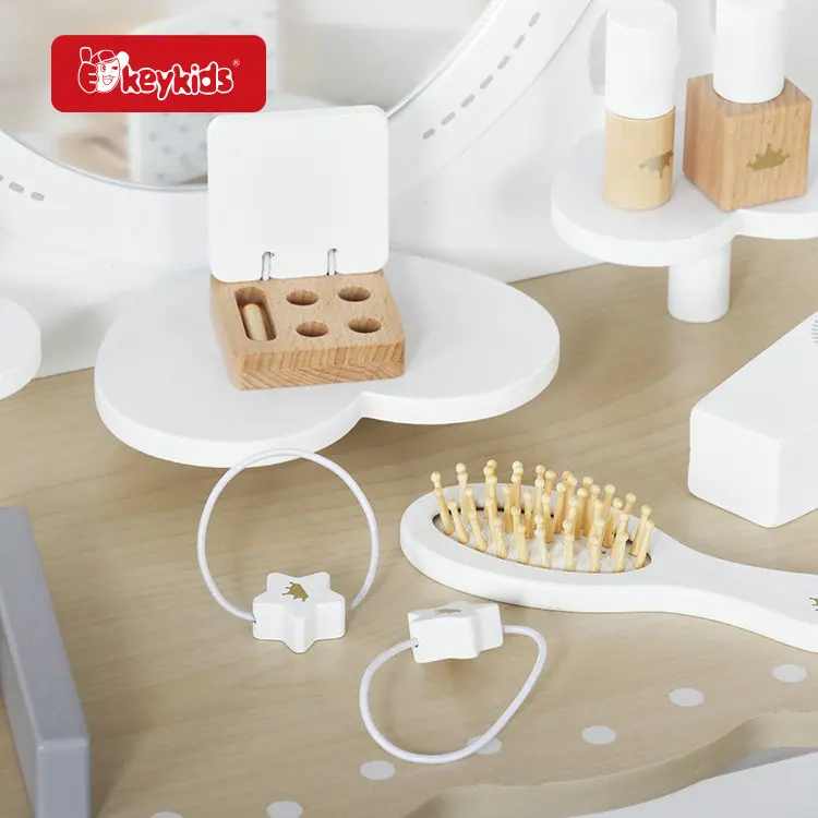 New Popular Princess Make up Dressing Table Wooden Vanity Table Toy for Girls W08H206
