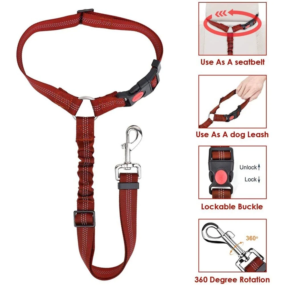 Solid Two-in-one Pet Car Seat Belt Lead Leash BackSeat Safety Belt Adjustable Harness for Kitten Dogs Collar Pet Accessories manufacture