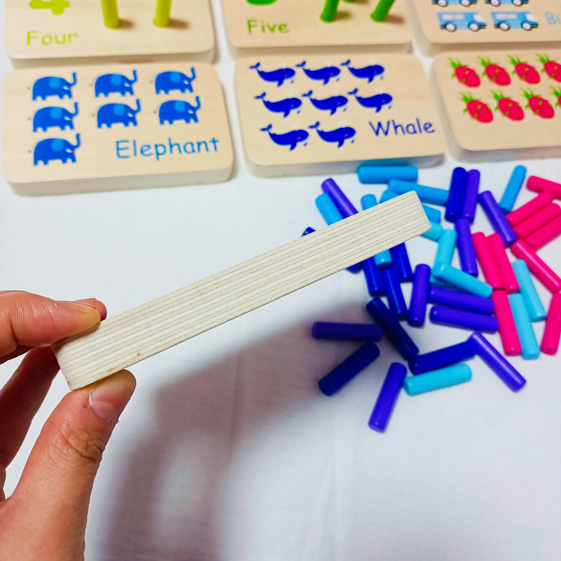 CPC CE Montessori Wooden Math Manipulative Materials Number Counting Peg Board Learning Toy for Toddlers