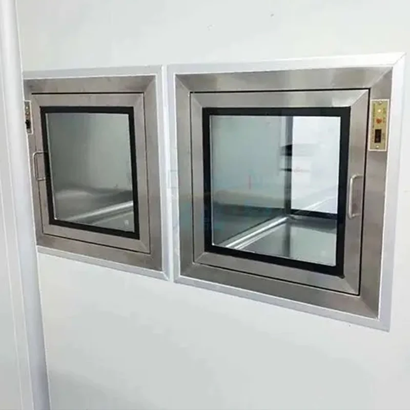 Cleanroom  Pass Box Dynamic Operation Display Hooked Mechanical Interlock Static Type Pass Box