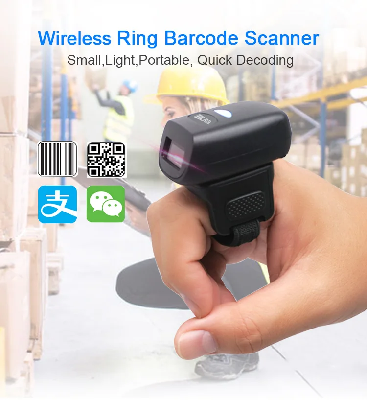 EDOO OEM ODM Best Price Cheap Portable Wearable Finger Ring Watch Wireless 1D 2D Handfree Barcode Sc(图1)