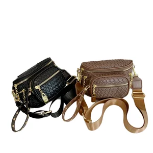 2026 New Fashion PU Leather Handbag for Women New Design Vintage Style Cross-body Bag with Zipper Closure Young Lady Chest Bag