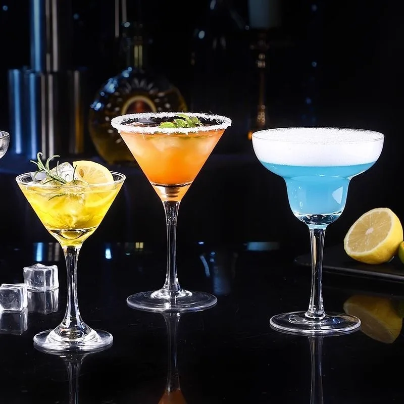 Goblets Cocktail Glass Vintage Stem Vertical Stripes Cocktail Champagne