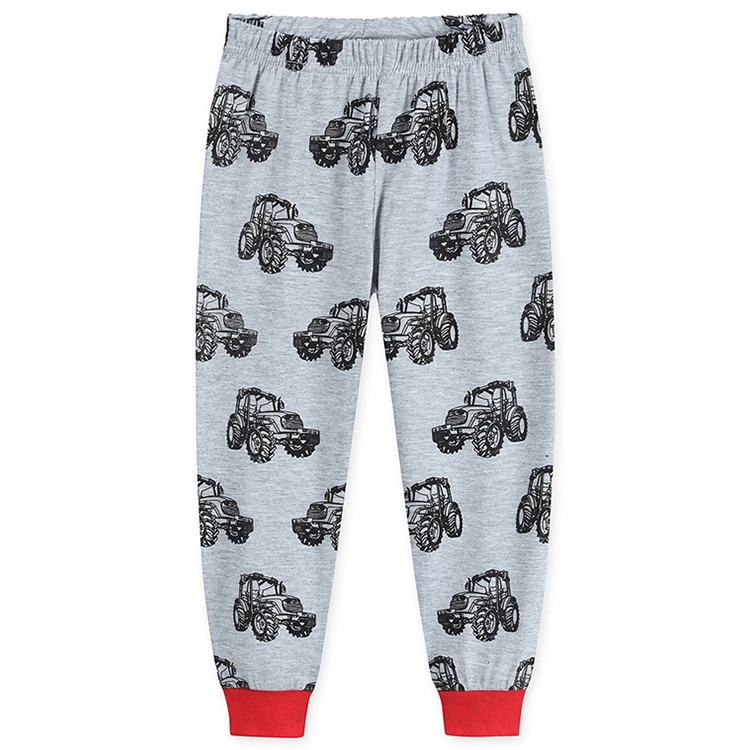 Внедорожный трактор детская одежда для сна с принтом, хлопковые футболки с длинным рукавом для мальчиков, пижамный комплект