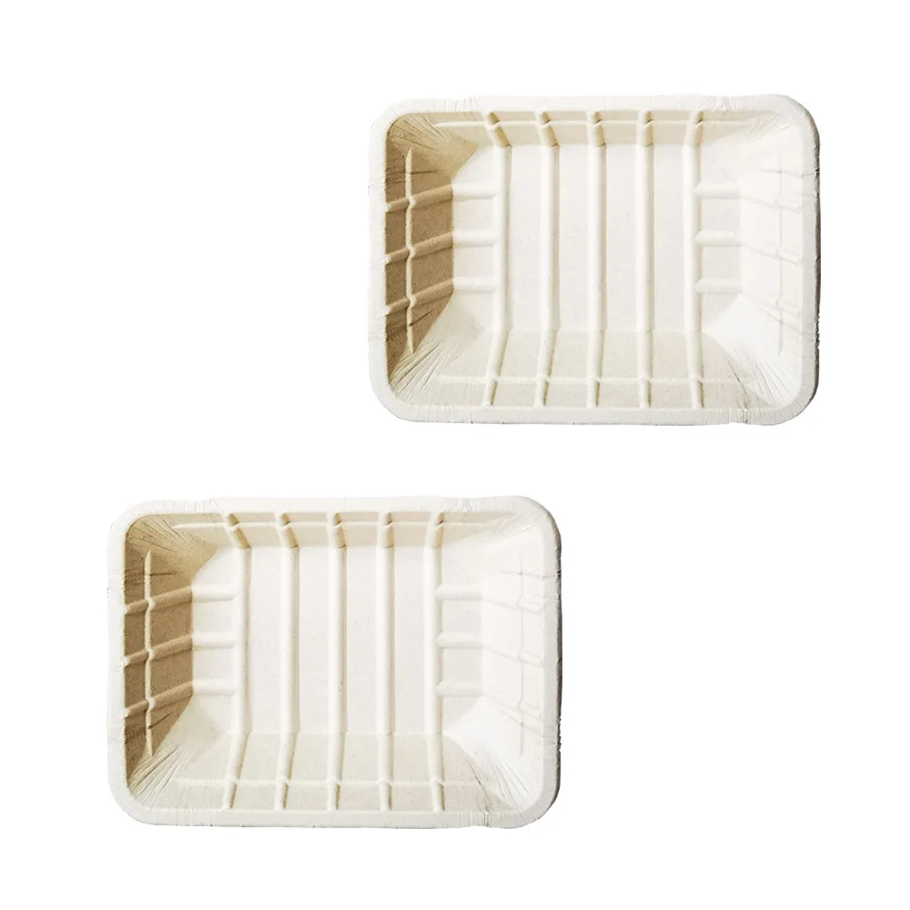 7*5 inch Cugarcane Pulp Degradable Square Plate disposable meat tray for food preservation, suitable for plastic wrap