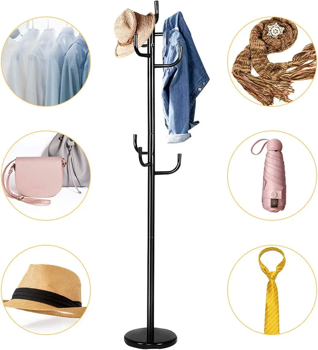 Metal Coat Rack Floor Standing Hallway Hall Tree With 8 Hooks Buy