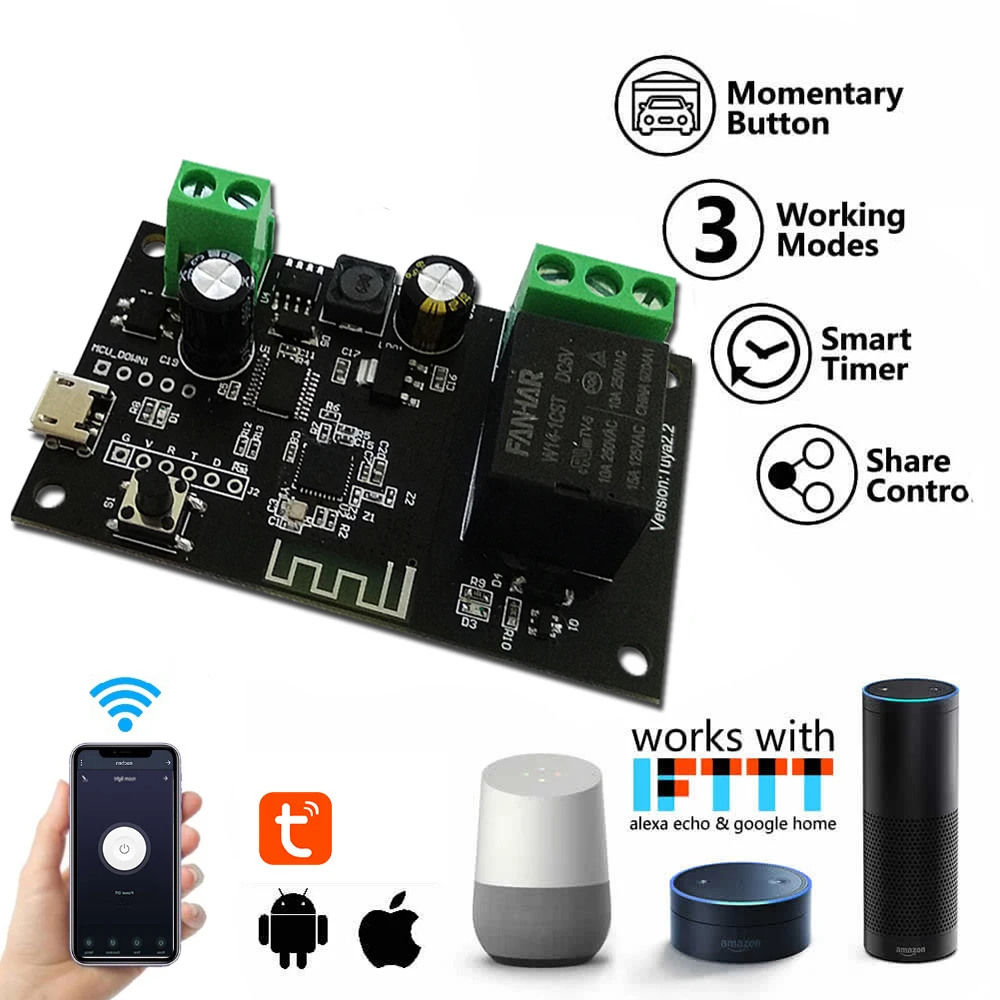 Smart Wifi Wireless Inching Relay Switch Momentary 5V DIY